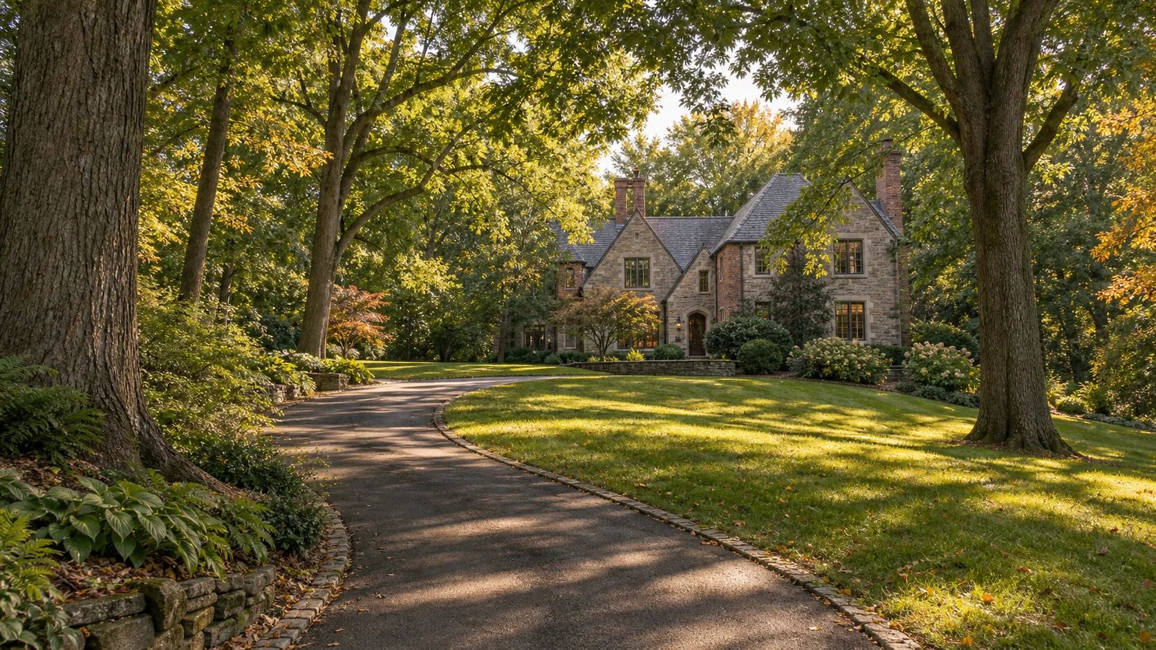 Wooded estate property with mature oaks in Fox Chapel, PA