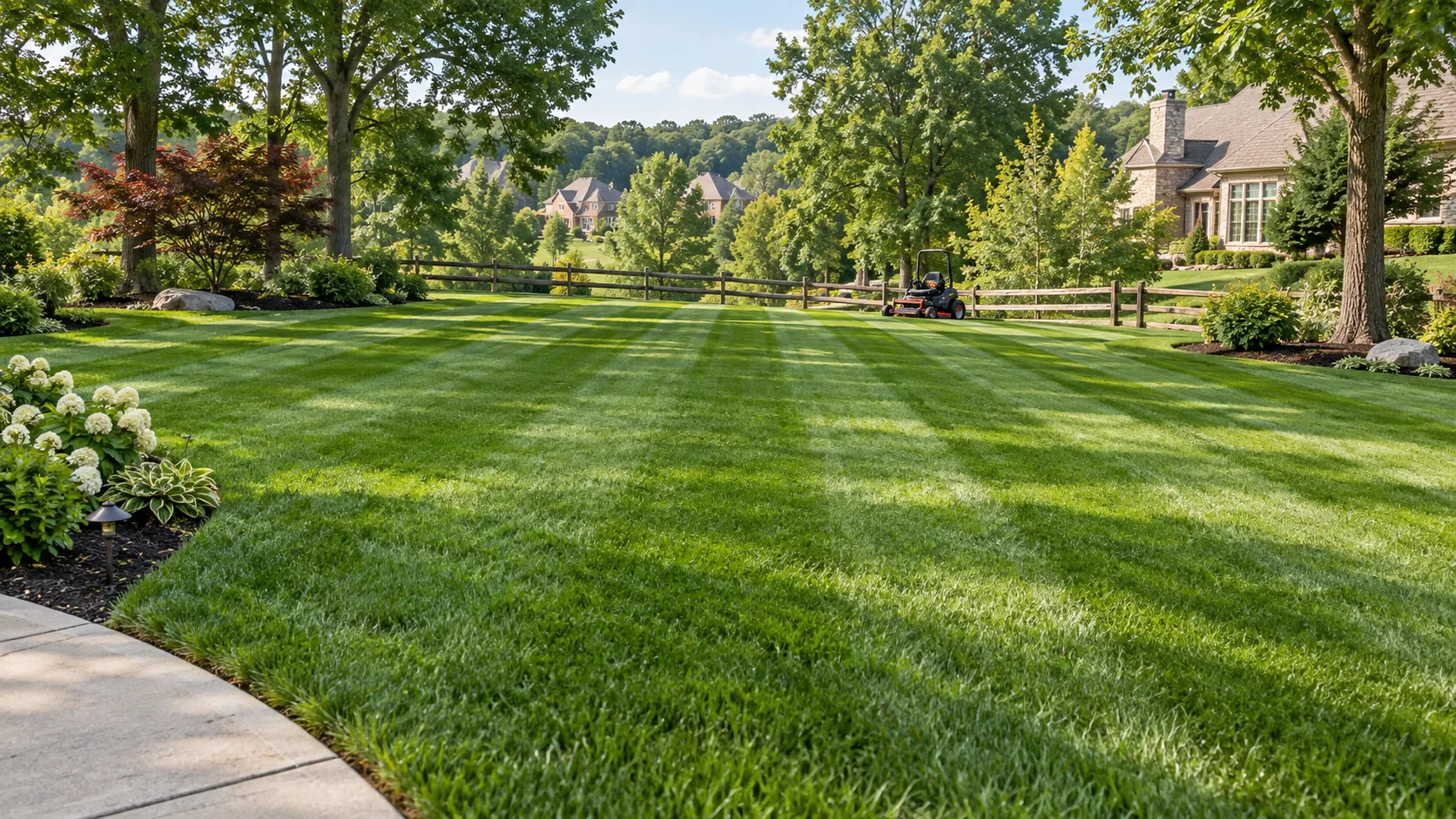 Striped freshly mowed lawn at a Pittsburgh home