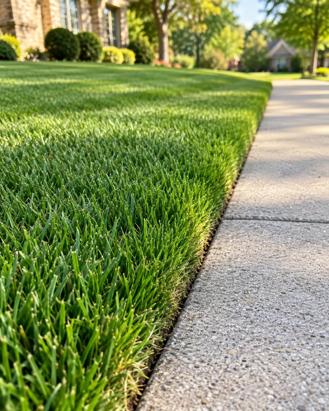 Clean trimmed edge between lawn and walkway on a Pittsburgh property